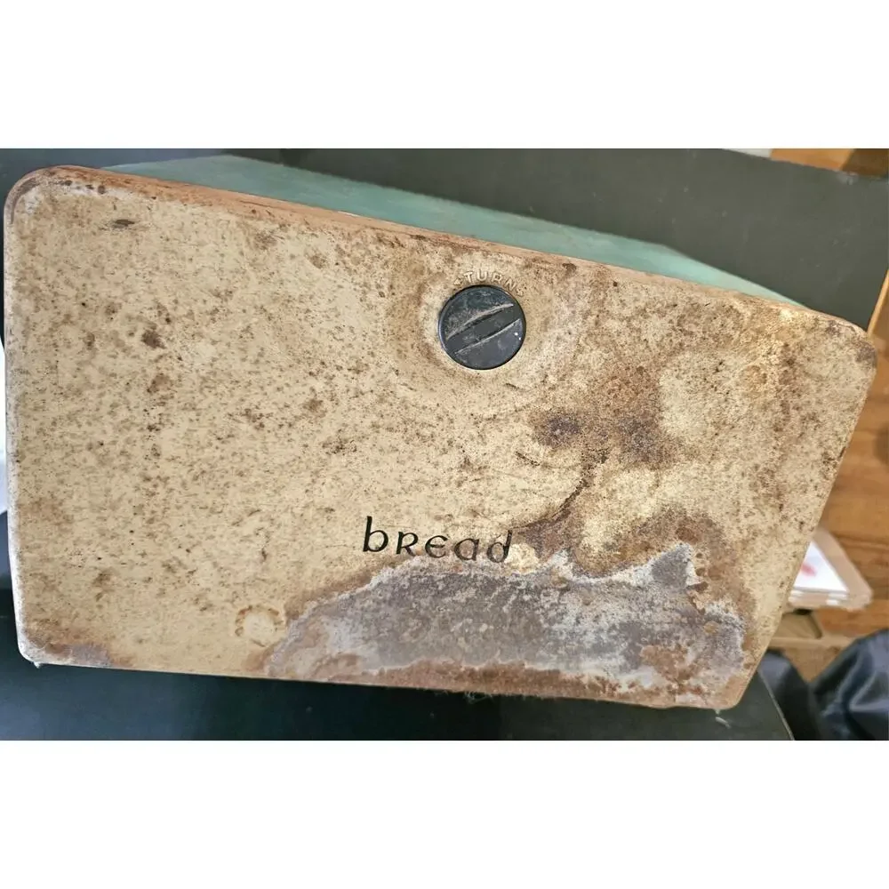 Vintage Metal Bread Box Antique Storage Tin Country HARVELL